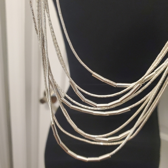 Fashion Jewelry Layered Silvertone Necklace - Picture 4 of 5
